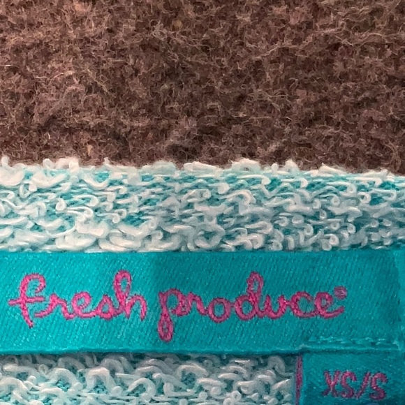 Fresh Produce Blue French Terry Asymmetric Hem Oversized Tunic Top Size XS S - Picture 4 of 6